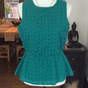 Pim + Larkin eyelet peplum top M